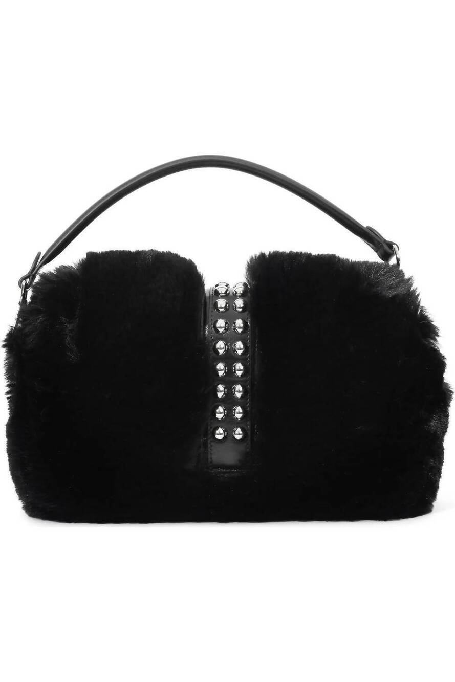 NEW JEFFREY CAMPBELL women's furreal faux fur handbag in black